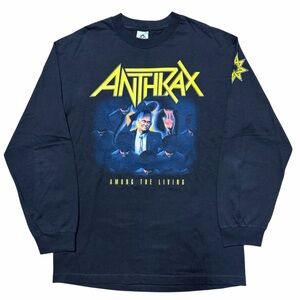 VTG Y2K Anthrax Among The Living Long Sleeve Double Sided Graphic LS Shirt Large